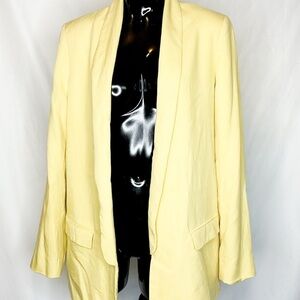 Frank and Oak Blazer Yellow Open Front Jacket Medium